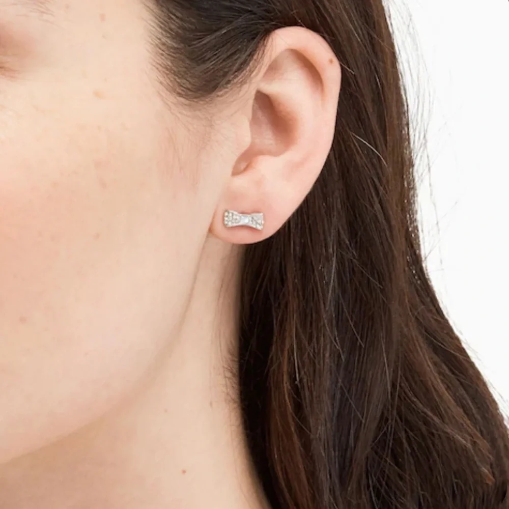 KATE SPADE • Silver Crystal Ready Set Bow Earrings